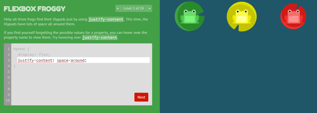 flexboxfroggy.com - Screenshot